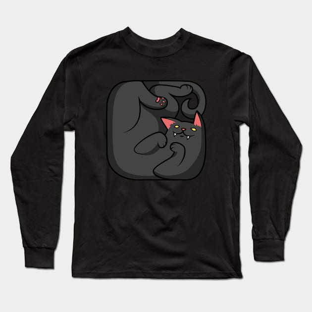 Black square cat Long Sleeve T-Shirt by shizayats